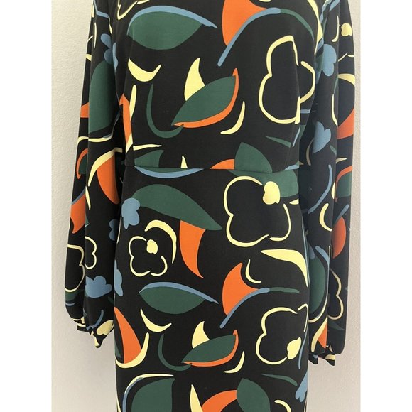 BODEN 14R Mod Sheath Dress Abstract Long Sleeves Retro Knee Length Workwear New - Picture 5 of 16